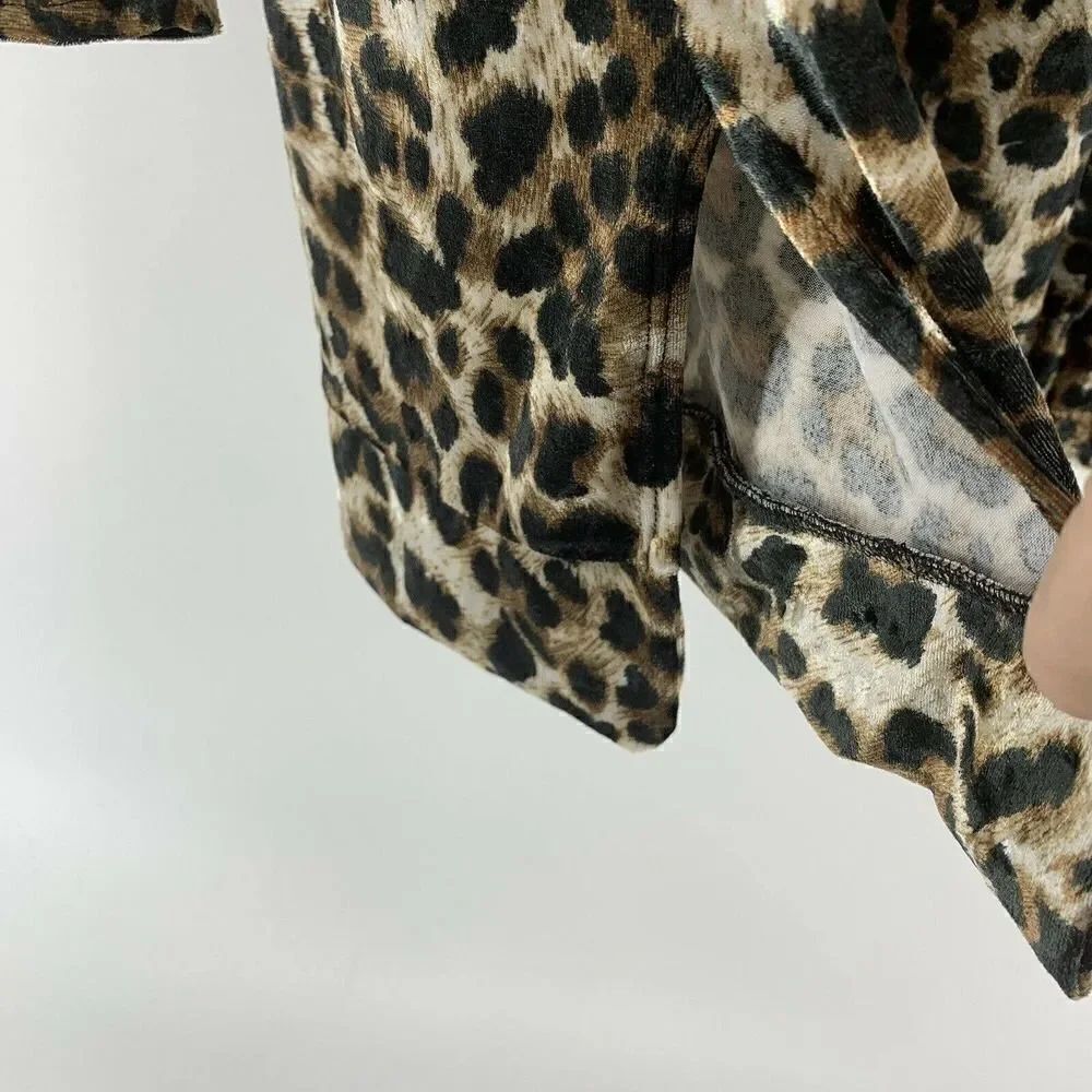 Leopard Print Velvet Long Sleeve Mini Dress Medium - Picture 5 of 8
